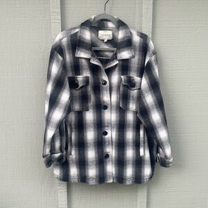 Lucky Brand Black and Gray Plaid Flannel Jacket